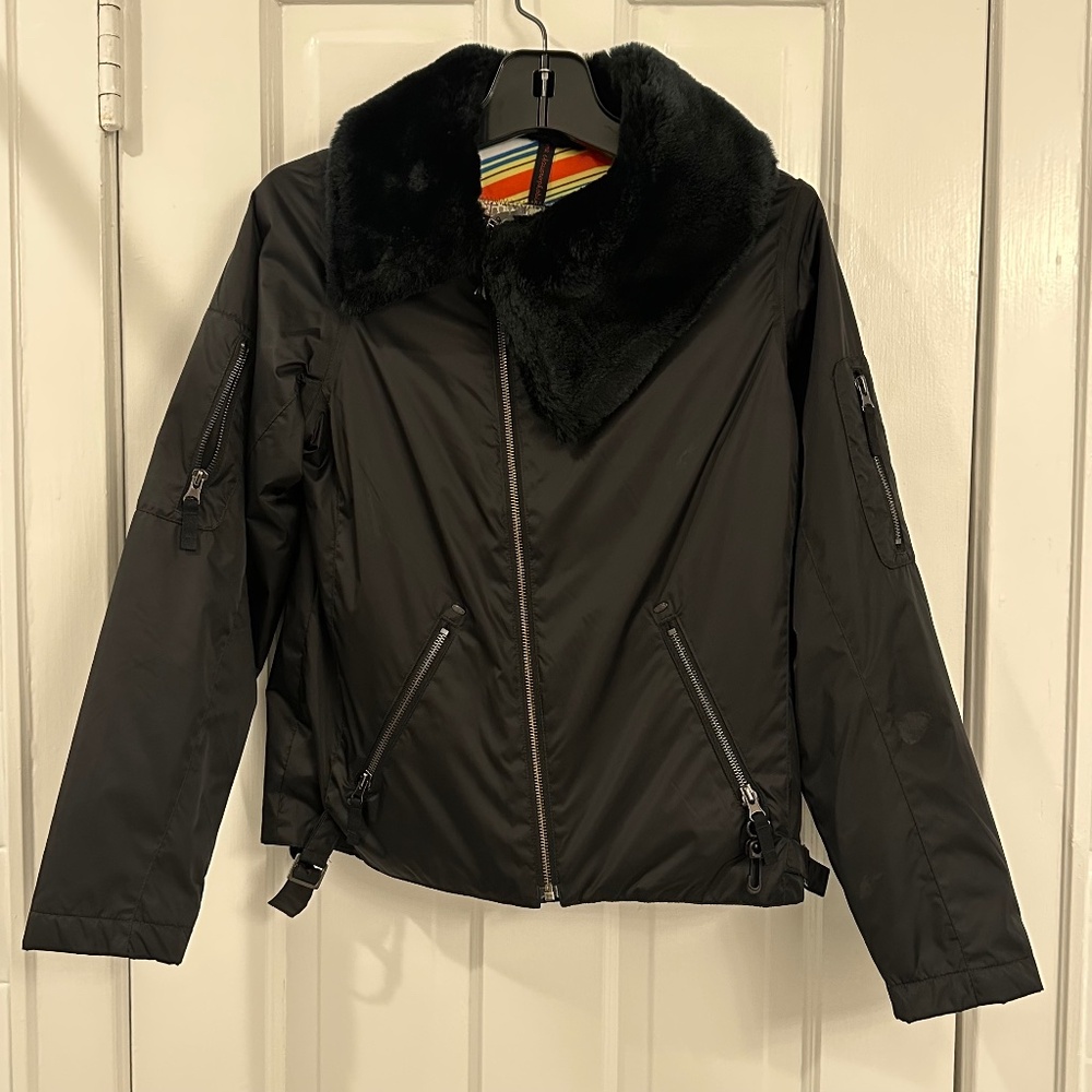 B by Burton Roosevelt Bomber Jacket Women's XSmall Black Fun Striped Lining